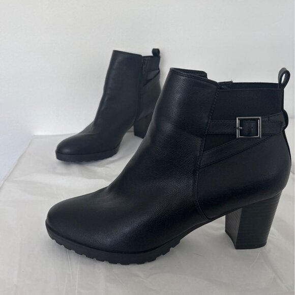 Kelly & Katie Boots Size 11 Black Ankle Office Chic Block Heel Booties Corp Core - Picture 2 of 15